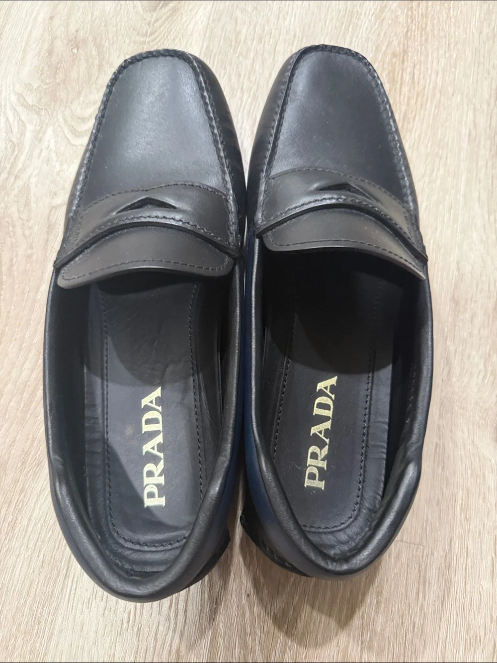 Prada Black Leather Penny Loafers - Men's